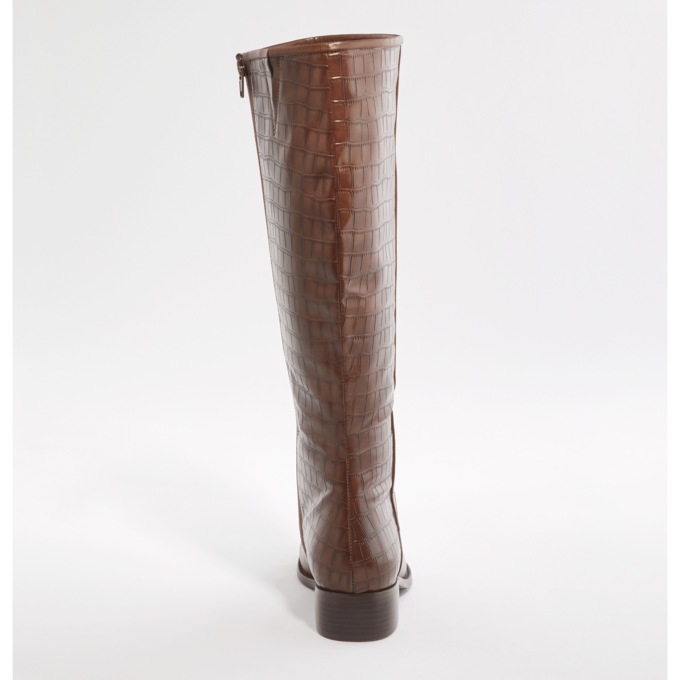 Croco-Print Embossed Faux-Leather Boot for Women with 1.5" Heel, , large