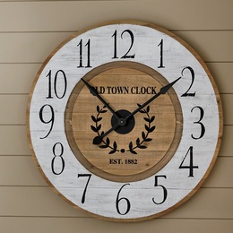 White Wood Wall Clock, , large