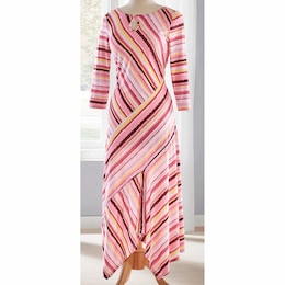 Asymmetrical Stripey Maxi Dress, , large