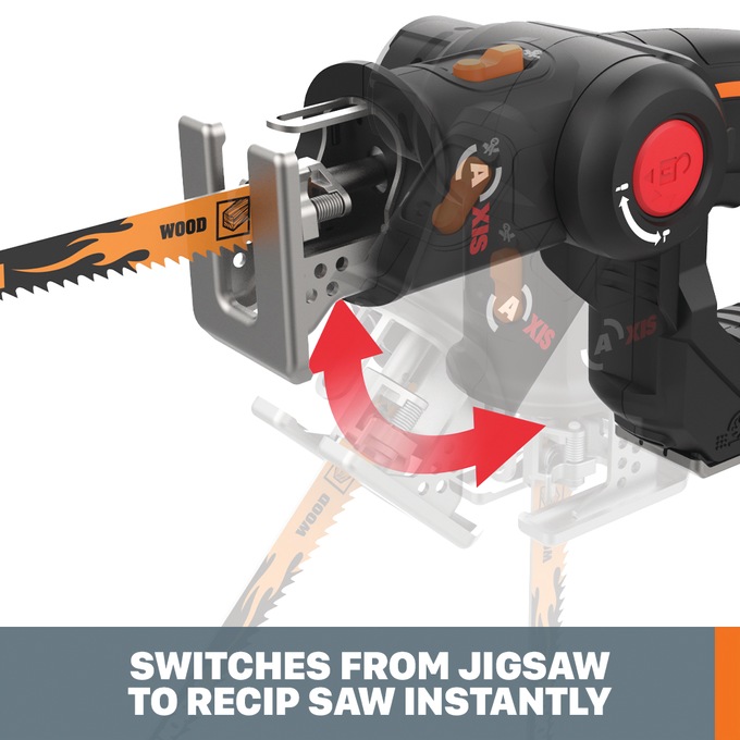 Worx 20V Reciprocating Saw/Jig Saw (Tool Only), , large