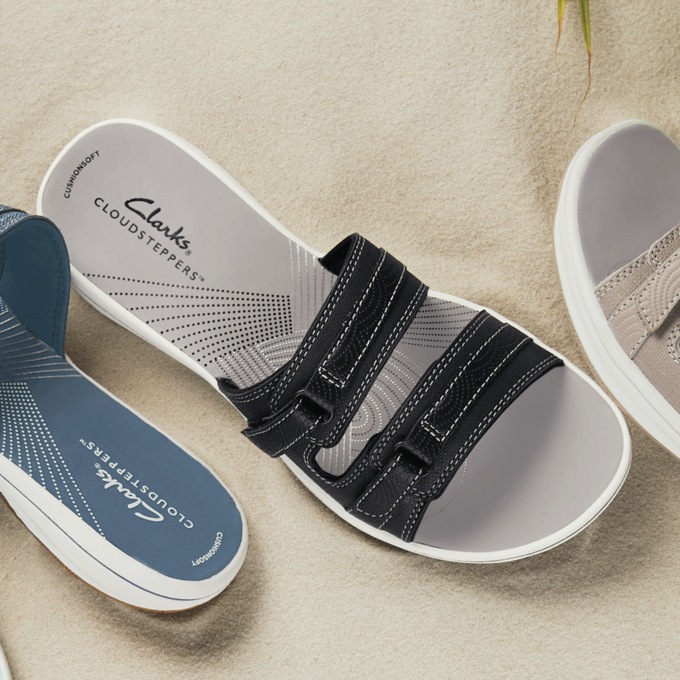 Clarks Breeze Piper Slide, Black, large