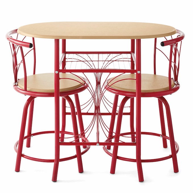 3-Piece Colorful Bistro Dining Set with Swivel Chairs, Red, large
