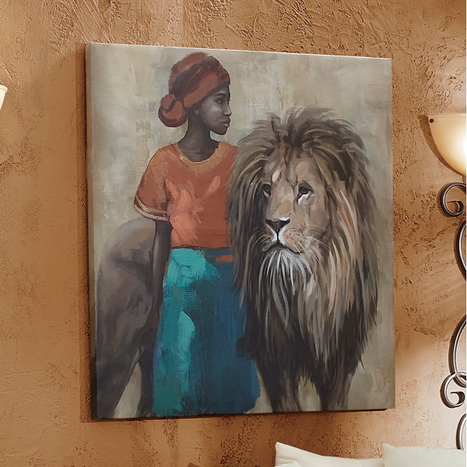 Aliana with Lion Canvas, , large