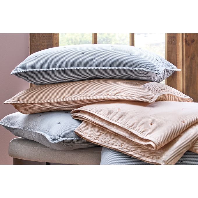 Railroad Stripe X-Stitch Quilted Standard Sham, Rust, large