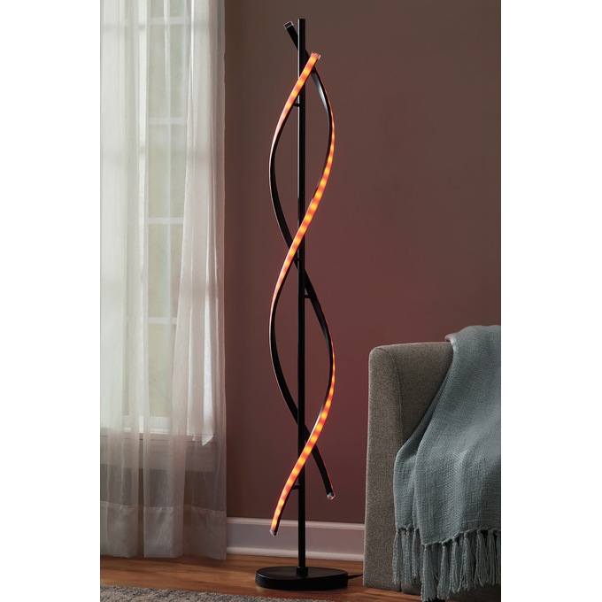 LED Twist Floor Lamp, Black, large