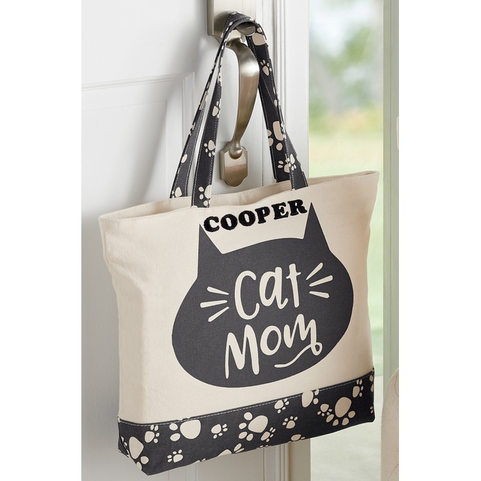 Dog Mom or Cat Mom Tote Bag, , large