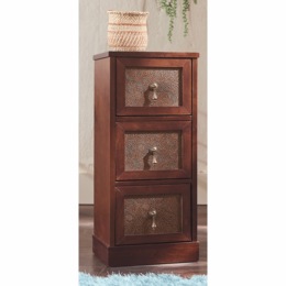 Embossed Faux-Leather 3-Drawer Cabinet, , large