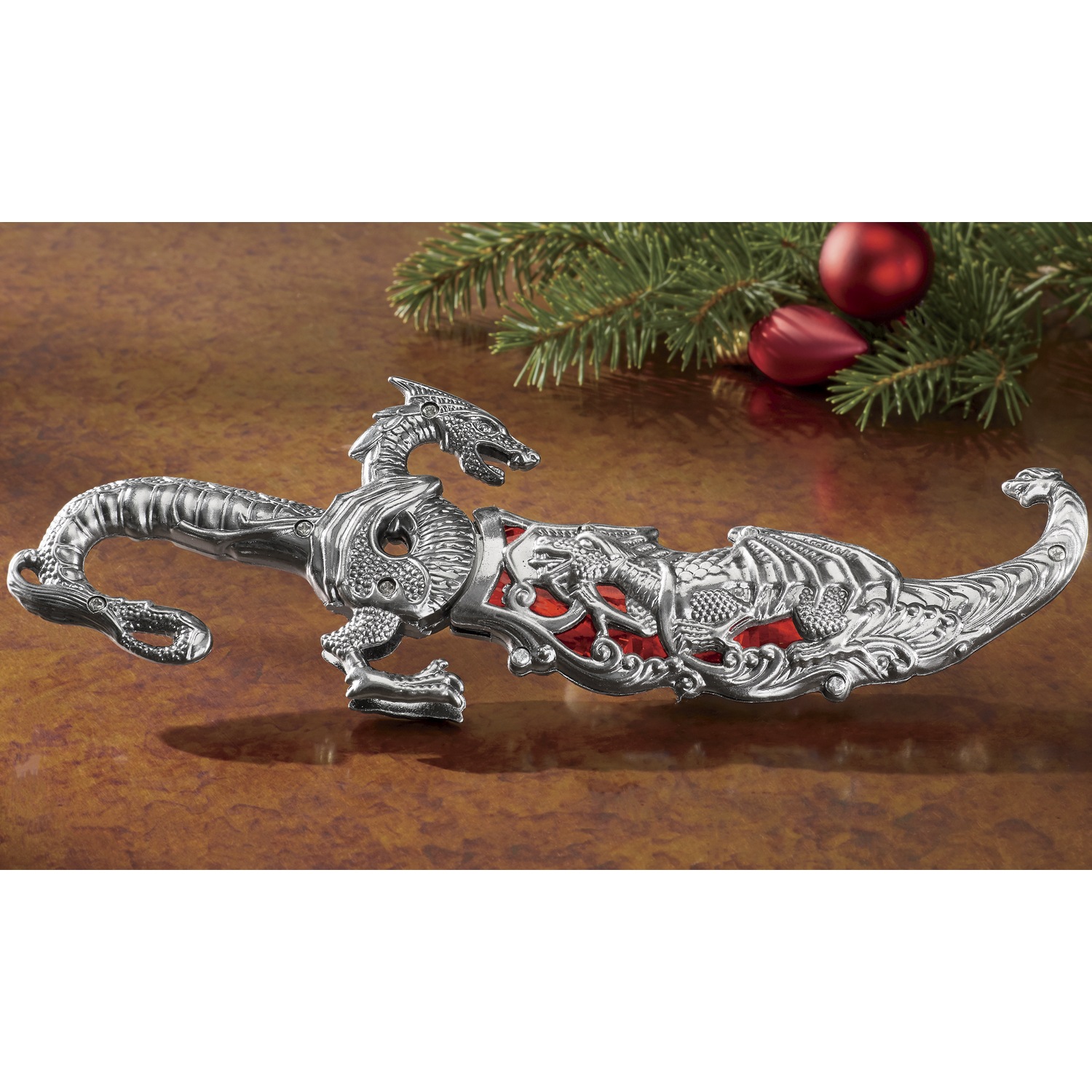 Dragon Knife | Seventh Avenue Mythical guardian dragon knife on display stand statue for gothic & medieval decor daggers or mantel, desktop and shelf decorations as decorative office gifts for men.