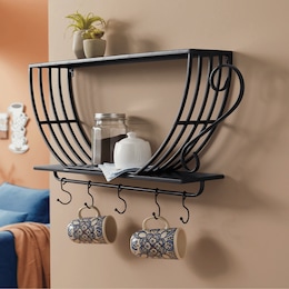 Coffee Cup Shelf with Hooks, , large