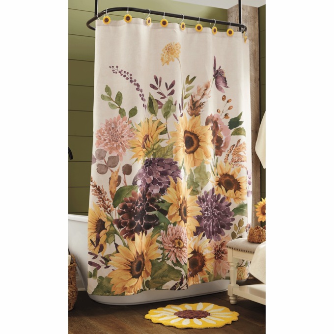 Set of 12 Sunflower Shower Curtain Hooks, , large
