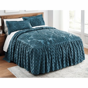 Skirted Damask Chenille Bedspread, , large