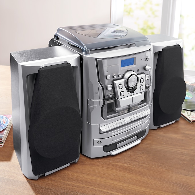 6-in-1 Music System with Deluxe Turntable, iPod/MP3, AM/FM, CD Player & Cassette, , large