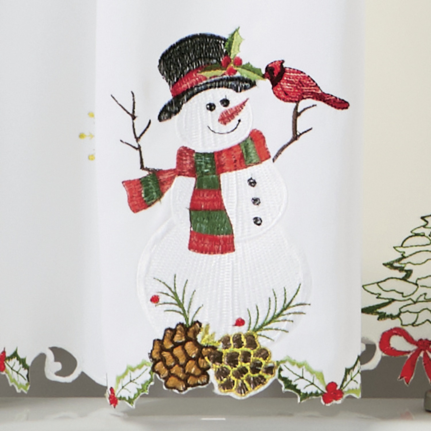 Embroidered Snowman Swag Pair Seventh Avenue