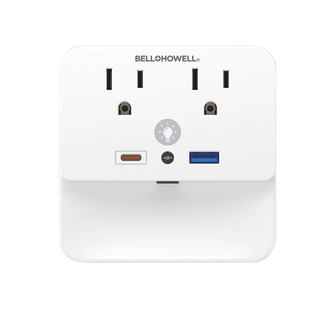 Bell+Howell Bionic Surge Protector Dimmable Night-Light, , large