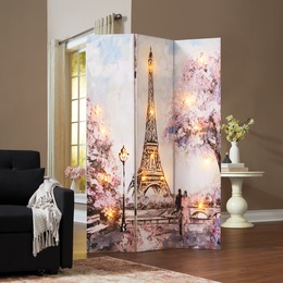 Lit Romantic Paris Reversible Room Screen, , large
