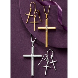 Cross Pendant and Earring Set, , large