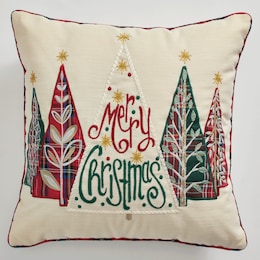Embroidered Christmas Tree Pillow, , large