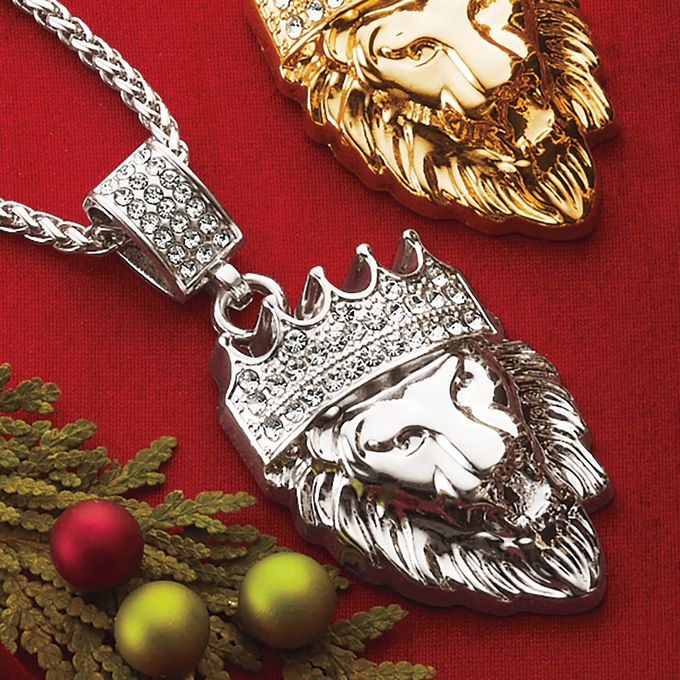 Men's Crystal Lion King Pendant, , large