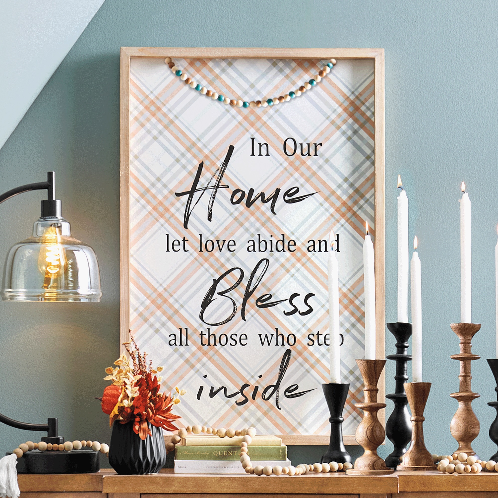 In Our Home Beaded Plaid Wall Art, , large