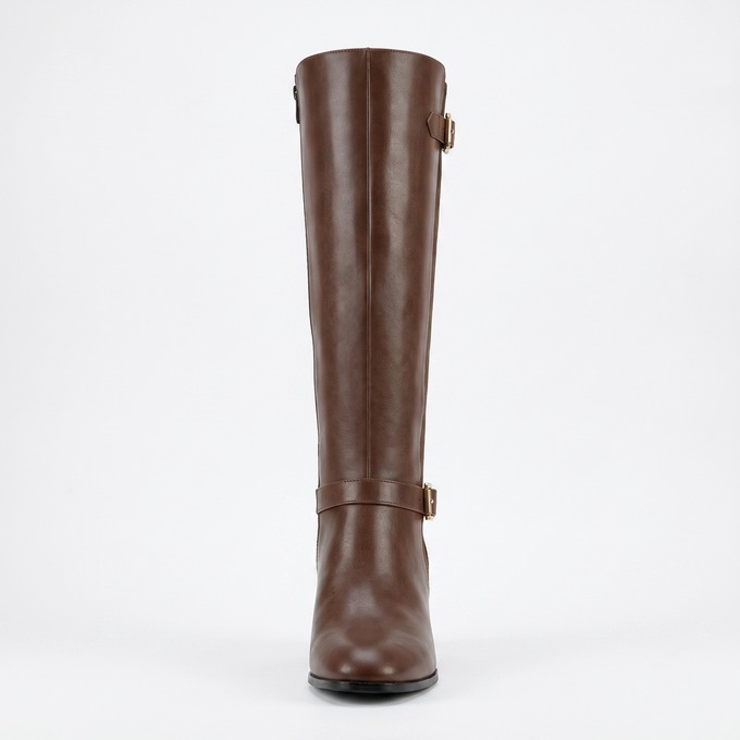 2-Buckle Faux-Leather Riding Boot, , large