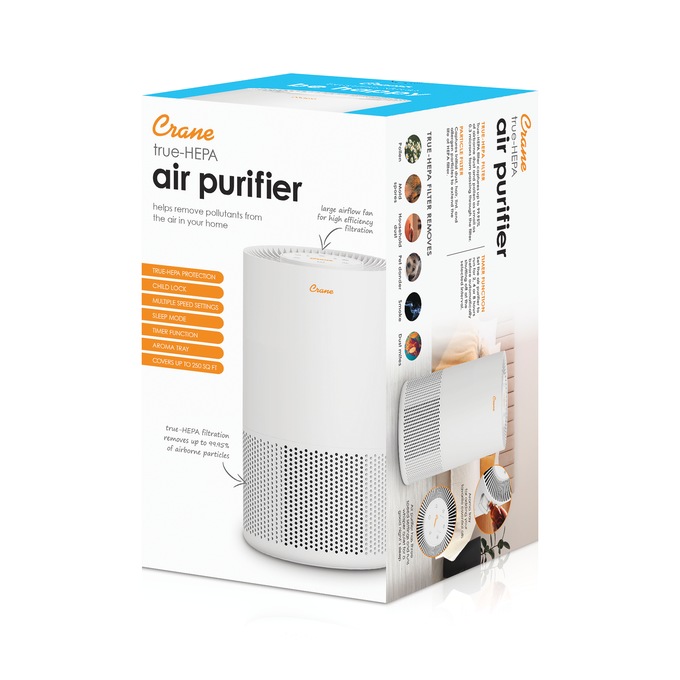 Crane Air Purifier with True HEPA Filter, White, large