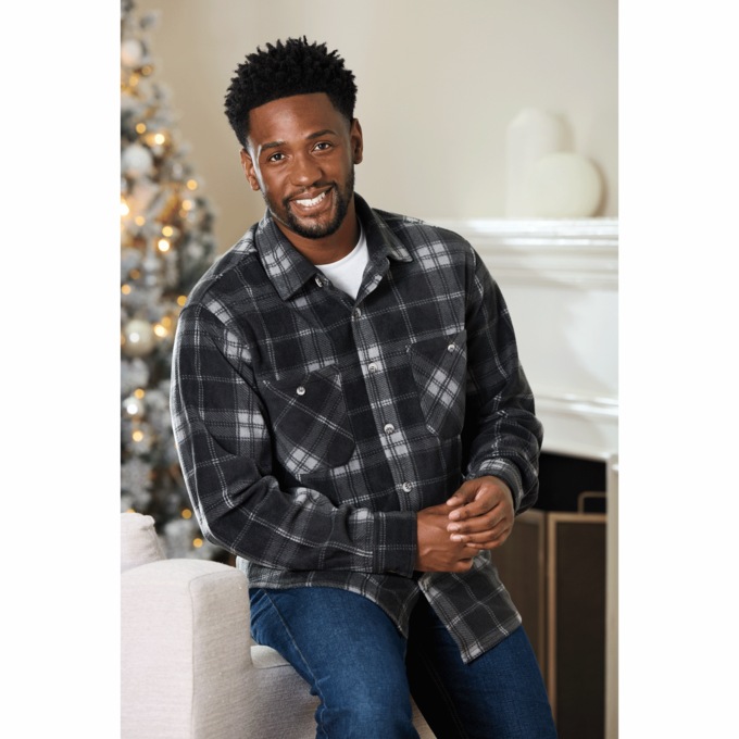 Microfleece Plaid Shirt, , large