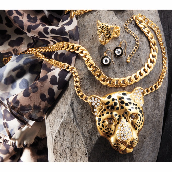 Leopard Multi-Strand Necklace & Earring Set, , large