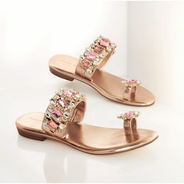 Azalea Wang Belva Rhinestone Toe-Loop Sandal, , large