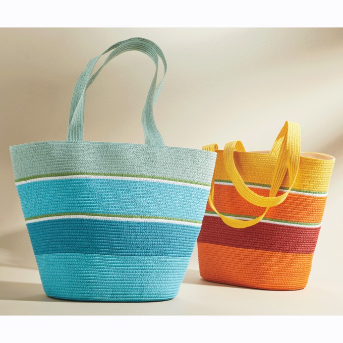 Multi Color Straw Tote, Blue Multi, large