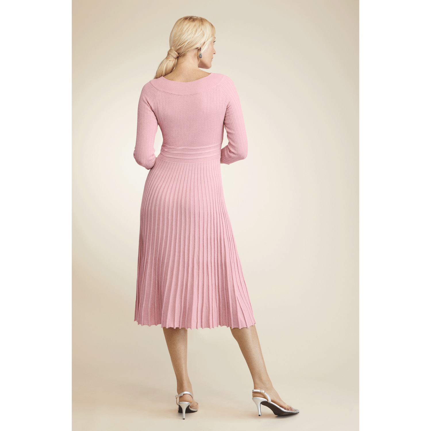sweater dress with flared skirt Women's London Times Pleated Fit & Flare Sweater Dress