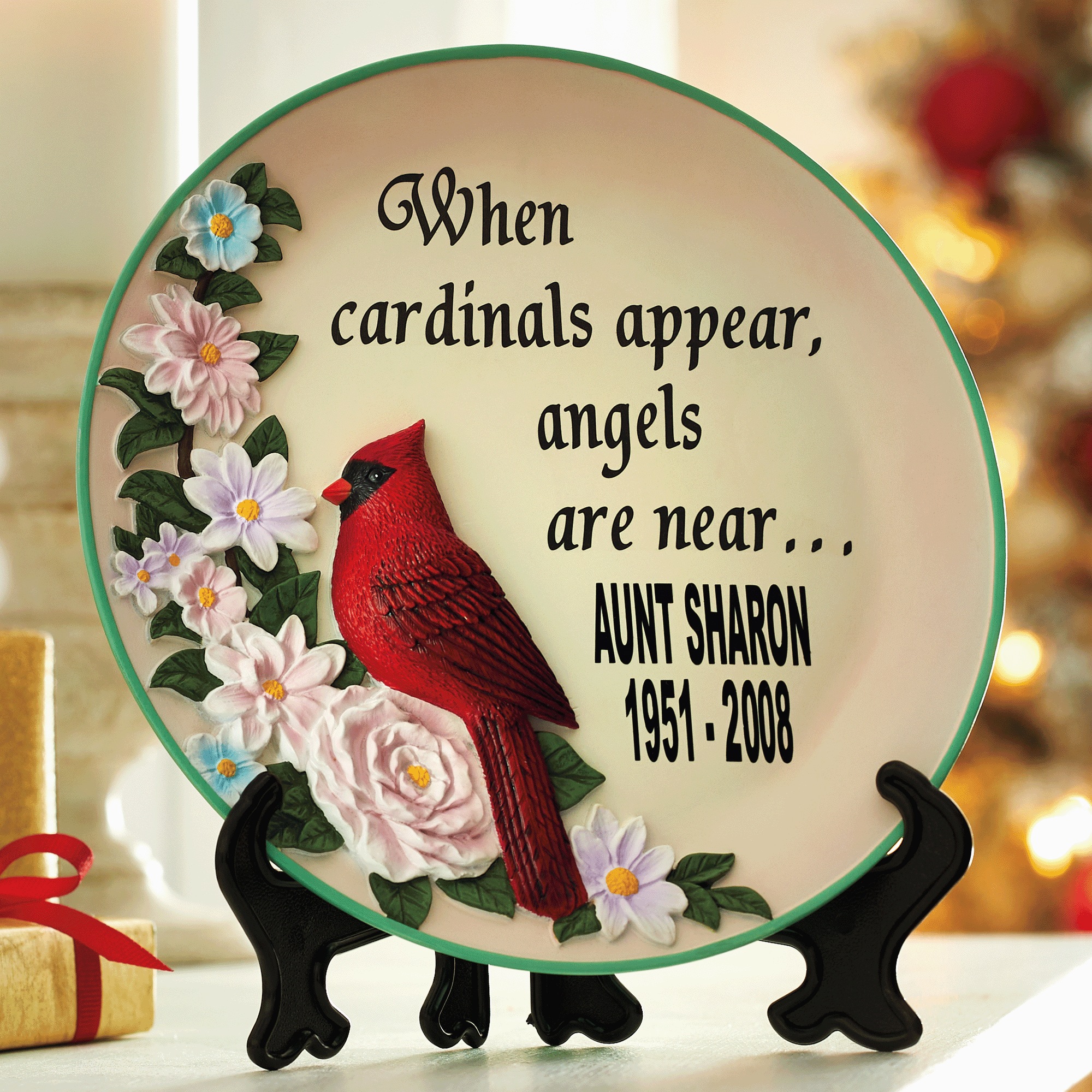 Cardinal Memorial Plate With Stand, , large