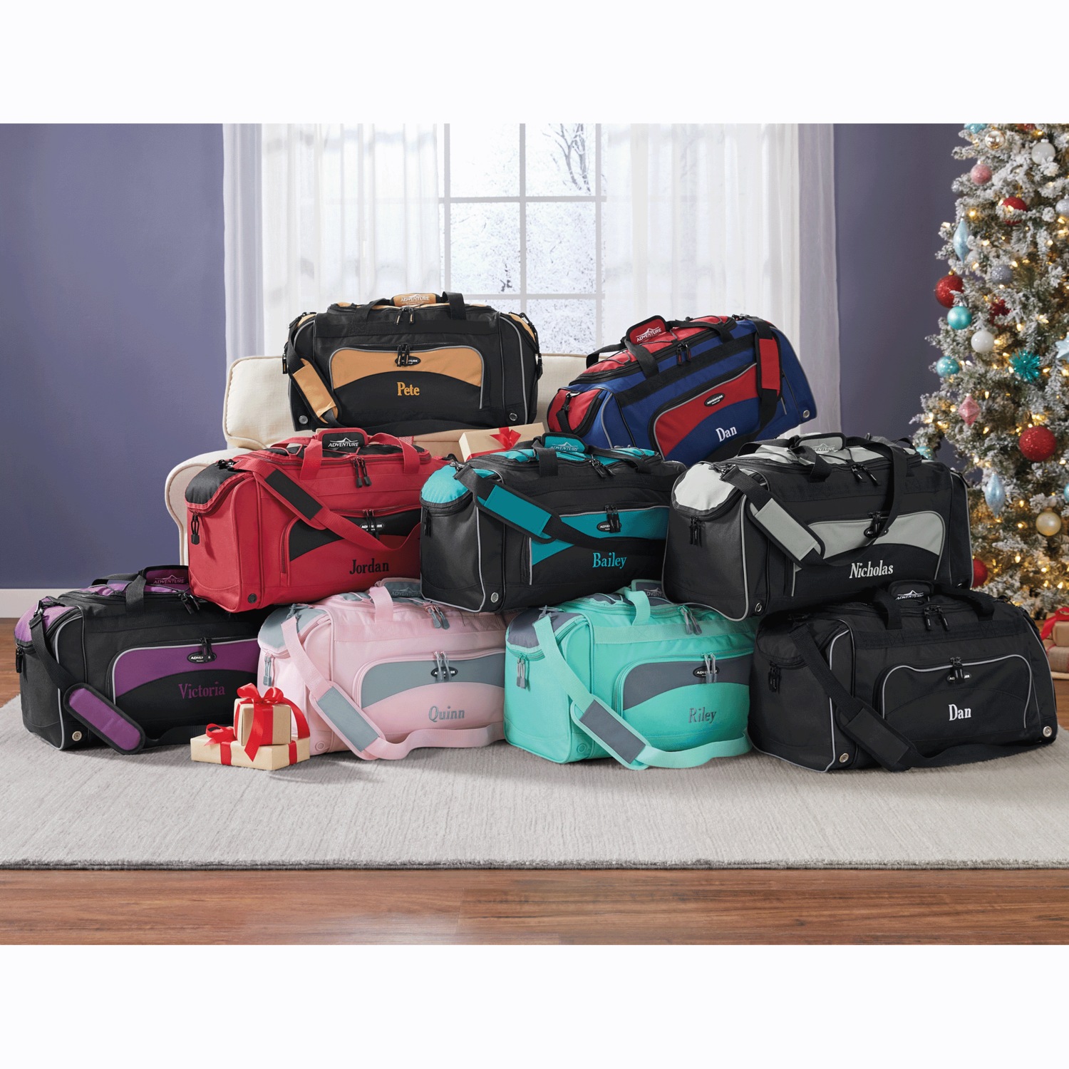 Personalized Duffel Bag with Shoe Pocket and Lockable Zips
