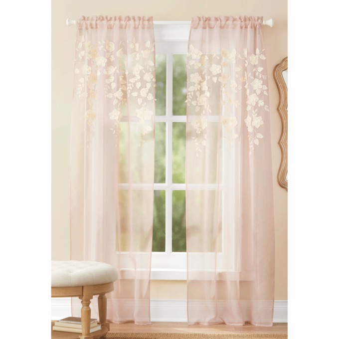 Floral Appliqued Window Panel, , large