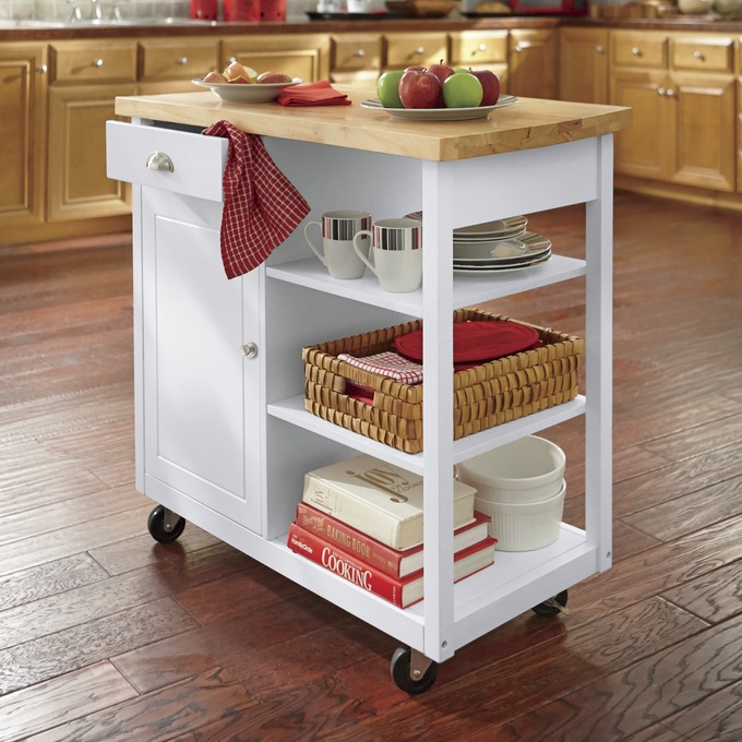 Kitchen Cart, White, large
