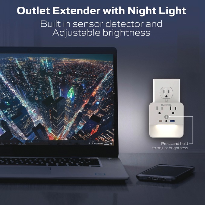 Bell+Howell Light Surge Protector, White, large