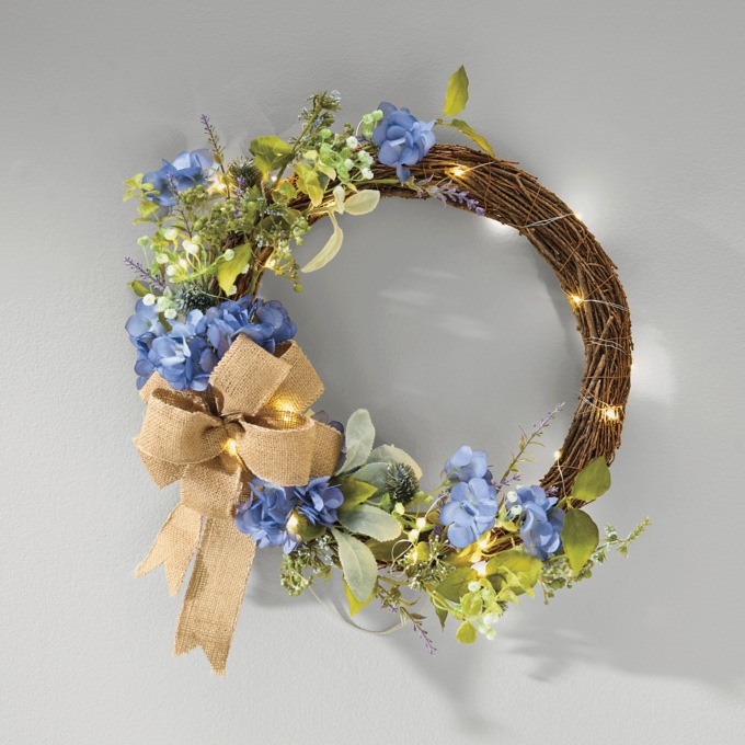 Outdoor Hydrangea and Lavender Semi-Wreath, Multi, large