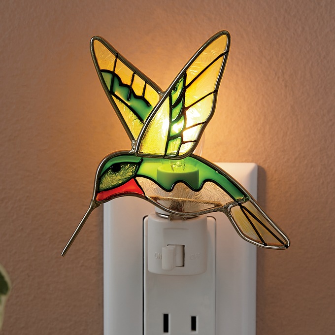 Stained Glass Hummingbird Night-Light, , large