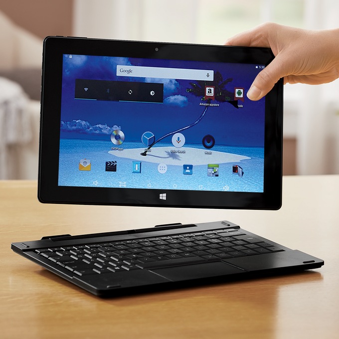 Naxa 10.1" 2-In-1 Android Tablet with Keyboard, Black, large