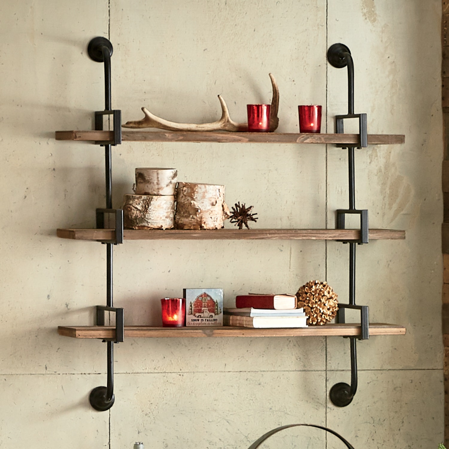 wood iron shelf 1500*1200*210〈グレイッシュカラー〉 Grayson Wall Shelf | Seventh Avenue