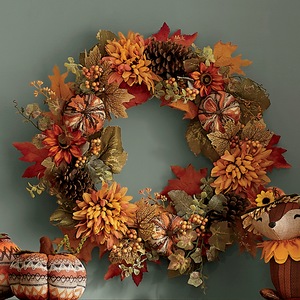 Southwestern Pumpkin Wreath, , large