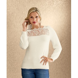 Leah Lace Rib Sweater, , large