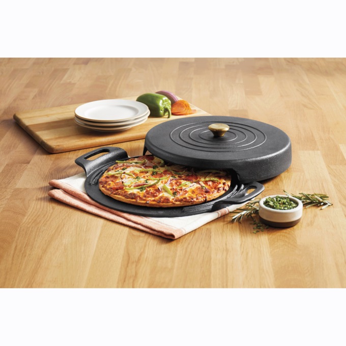 Pre-Seasoned Cast Iron Personal Pizza Maker, , large