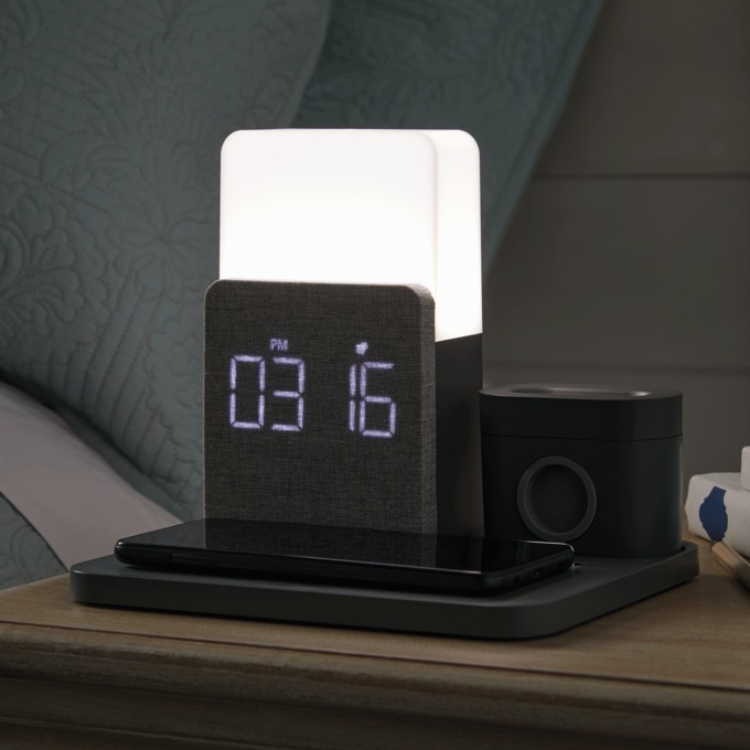 3-in-1 Charging Station with Night-Light & Alarm Clock, , large