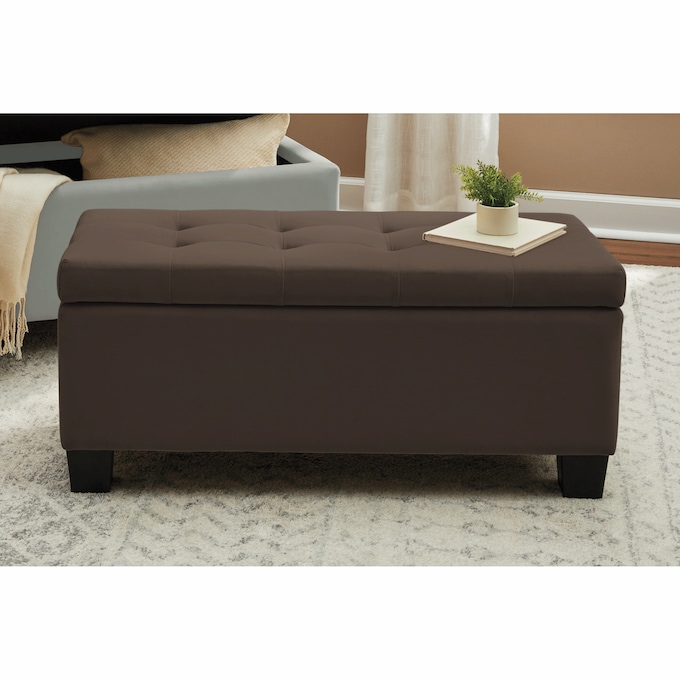 Plush Storage Ottoman, , large