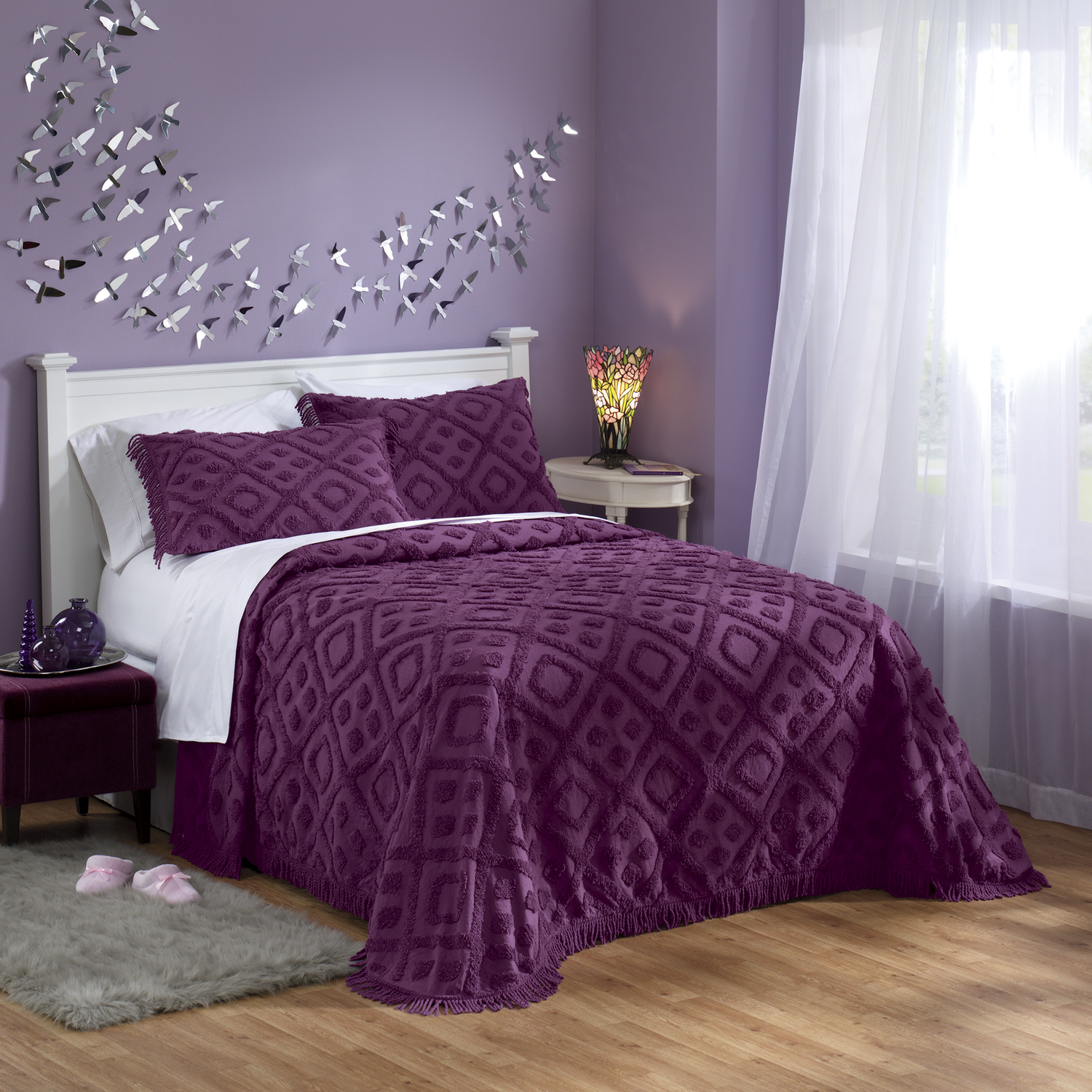 Diamond Tufted Chenille Bedspread And Sham Seventh Avenue Diamond Tufted Chenille Bedspread Large