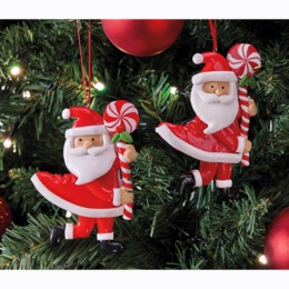 Set of 2 Santa Ornaments, , large