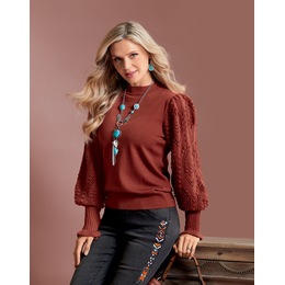 Nora Textured Sleeve Sweater, , large