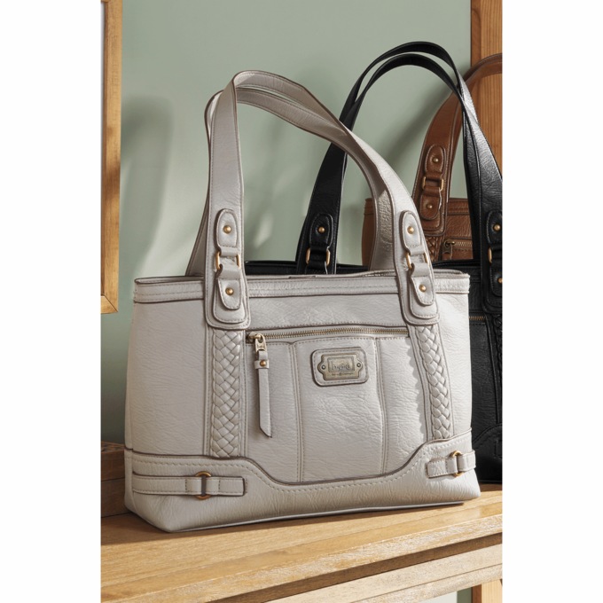 B.O.C. Larrison Braid Faux Leather Tote by Born, Dove, large