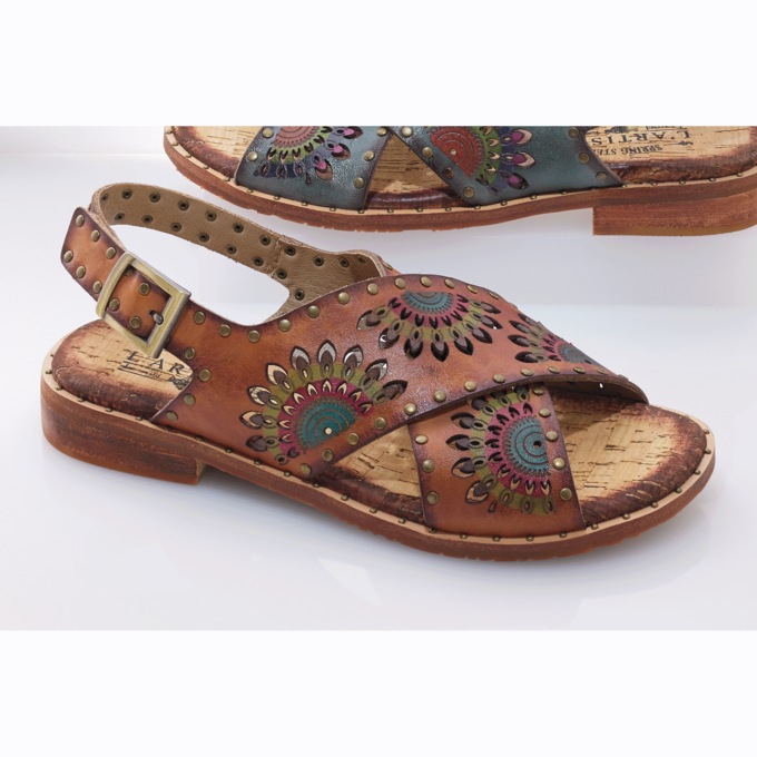 L'Artiste Handpainted Leather Crossroads Slingback Sandal by