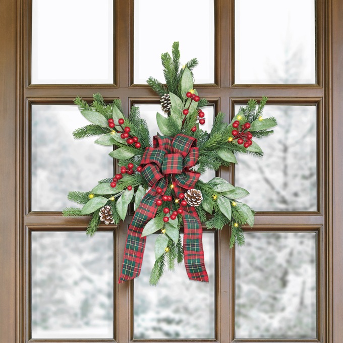 Outdoor Lit Snowflake Wreath, , large